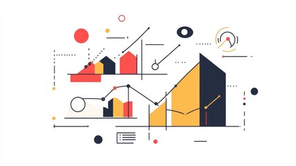 Innovative Line Art Illustrations of Sales Analytics Tools and Trends