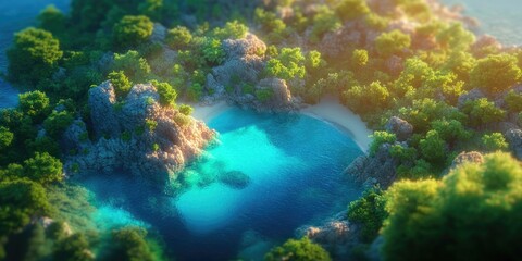 Cala Mitjana on a picturesque island, featuring stunning natural beauty and clear waters, Beautiful beach on an island with clear waters and natural scenery