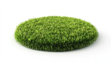 Isolated grass podium on a white background featuring a 3D circular design