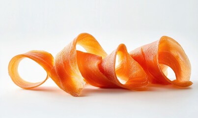 A long orange carrot is sliced into thin strips