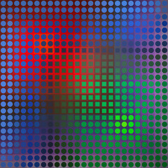 Abstract background with colorful squares and circles.