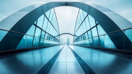 A futuristic bridge with a sleek glass design