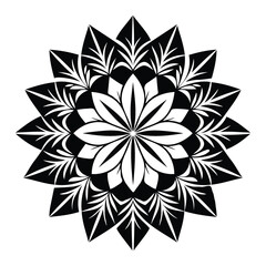 Fototapeta premium Black color mandala silhouette art illustration