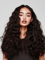 Naklejka premium model with dark chocolate hair color 