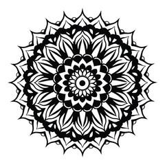 Black color mandala silhouette art illustration
