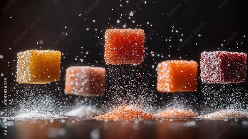 Poster ethereal lamington delight floating in 16k splendor on gradient background