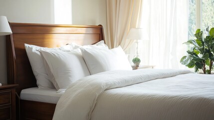 White Bed in Sunny Bedroom