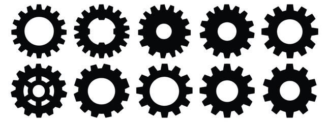 Gears silhouette set vector design big pack of cog illustration and icon
