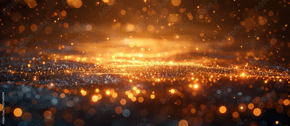 Aufkleber abstract background with glittering bokeh lights and golden particles.