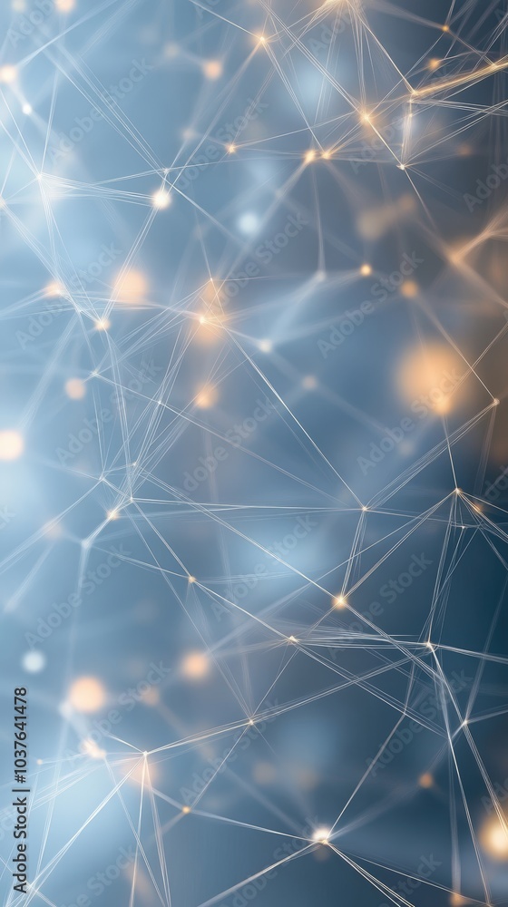 Poster abstract blue background with interconnected lines and glowing points
