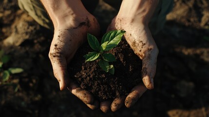 Hands Holding a Sapling