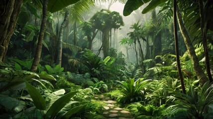 Green prehistoric jungle