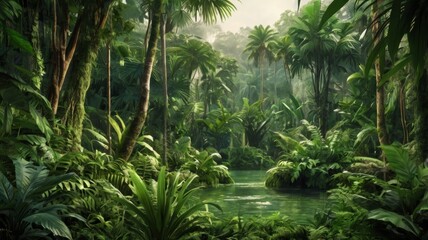 Green prehistoric jungle