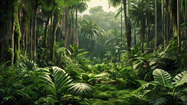 Fototapeta Green prehistoric jungle