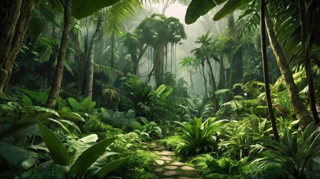Green prehistoric jungle