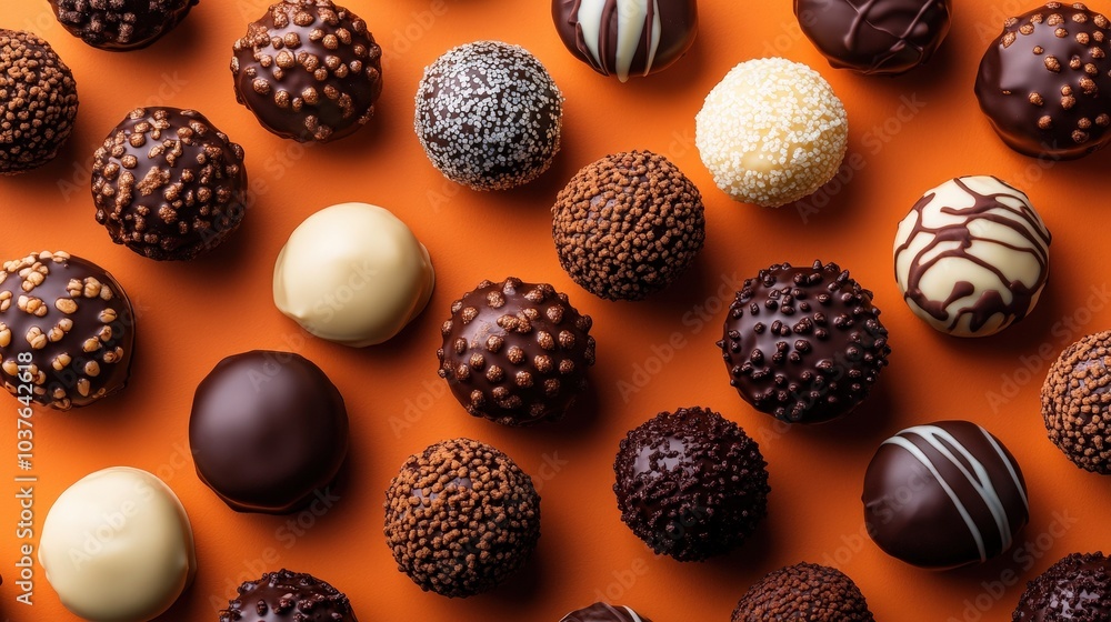 Aufkleber brigadeiro chocolate truffles floating in air with sparkling reflection on gradient background - min