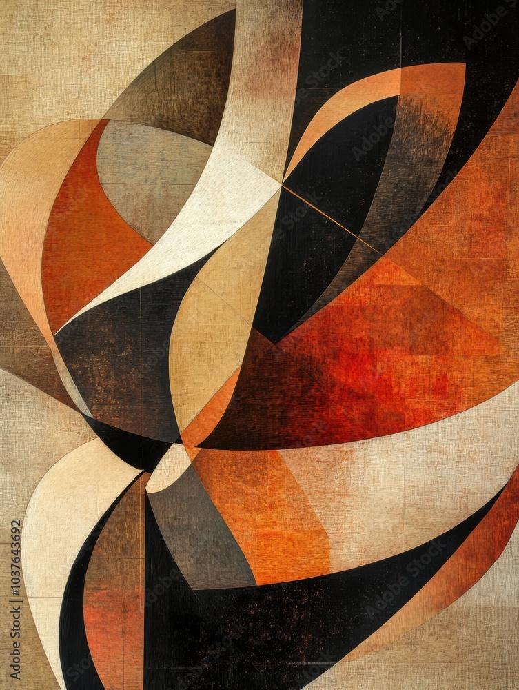Poster colorful abstract shapes mimic gift boxes and ribbons, adding a vibrant and festive touch that enhan