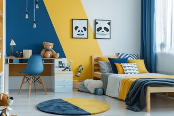 A stylish children room blue themed