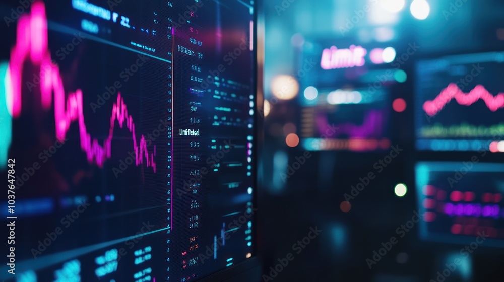 Poster stock market data display on a computer screen
