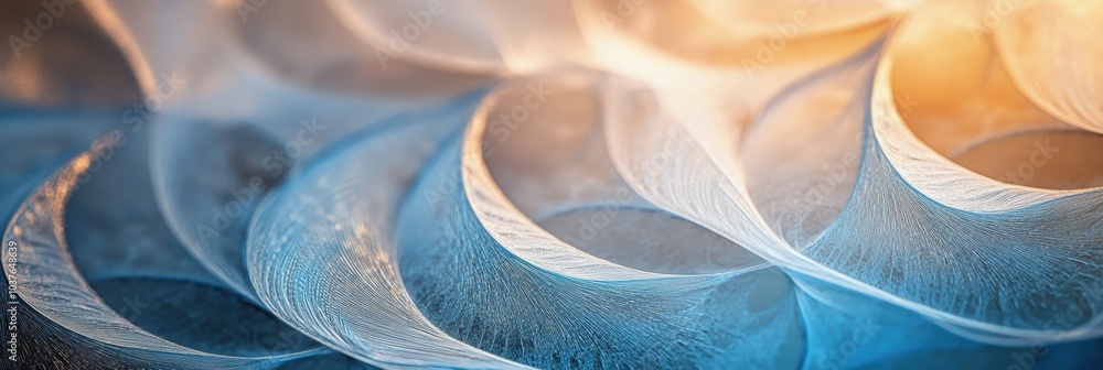 Poster delicate frost patterns intertwine, showcasing a stunning array of cool blue and warm golden hues, c