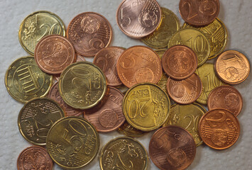 euro cent coins isolated