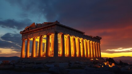 Obraz premium Sunset over Athens Parthenon