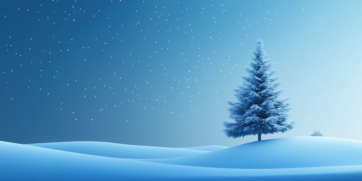 Fundo de natal em tons de azul com &aacute;rvore de Natal e espa&ccedil;o para texto e conte&uacute;dos