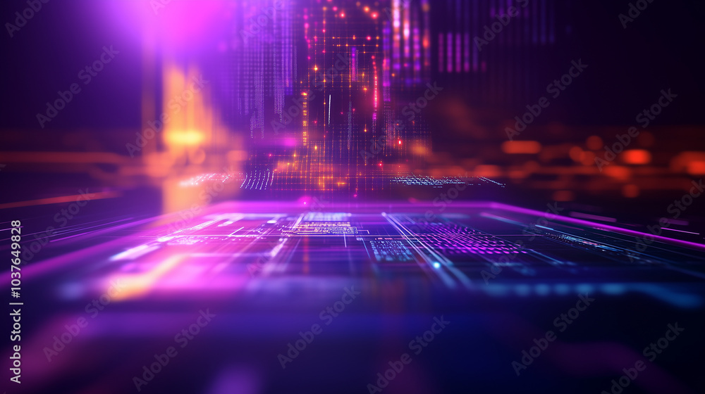 Poster ai cybersecurity interface with holographic data visualization