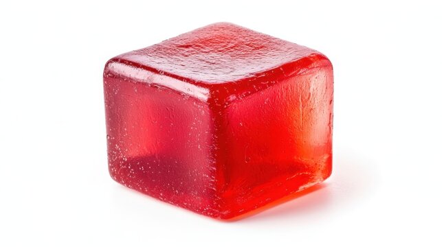 Single red jelly candy on a white isolate background.