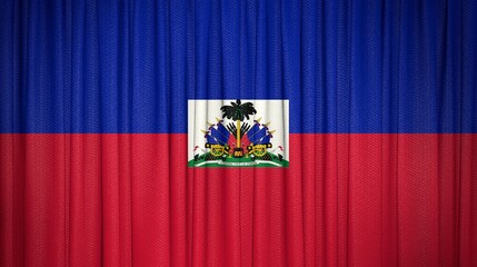 Fototapeta premium Haiti, Republic of Haiti Flag and Theater Curtain Image.