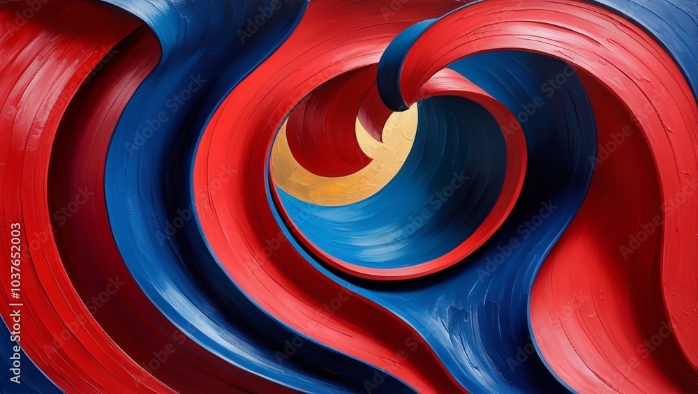 Poster vibrant abstract red and blue curves creating a dynamic flow