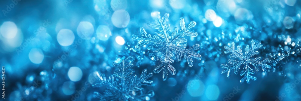 Aufkleber delicate snowflakes sparkle against a soft blue backdrop, creating a tranquil winter atmosphere fill