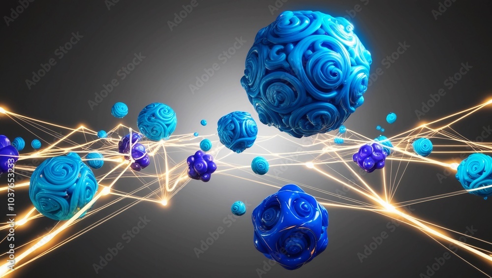 Poster abstract blue network nodes forming a connected system