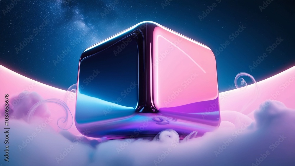 Poster shiny digital cube structure background