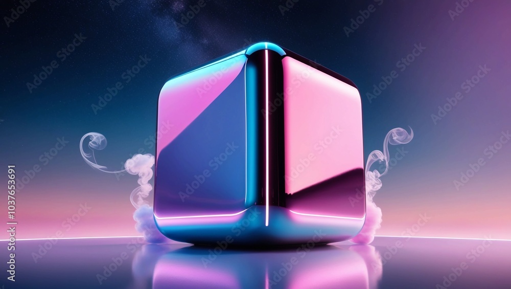 Poster shiny digital cube structure background