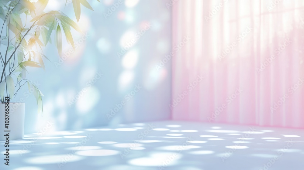 Poster 3d rendering of a studio room with a blurred background featuring a soft gradient pastel design and 