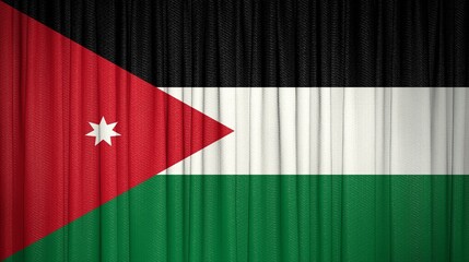 Jordan, Hashemite Kingdom of Jordan Flag and Theater Curtain Image.