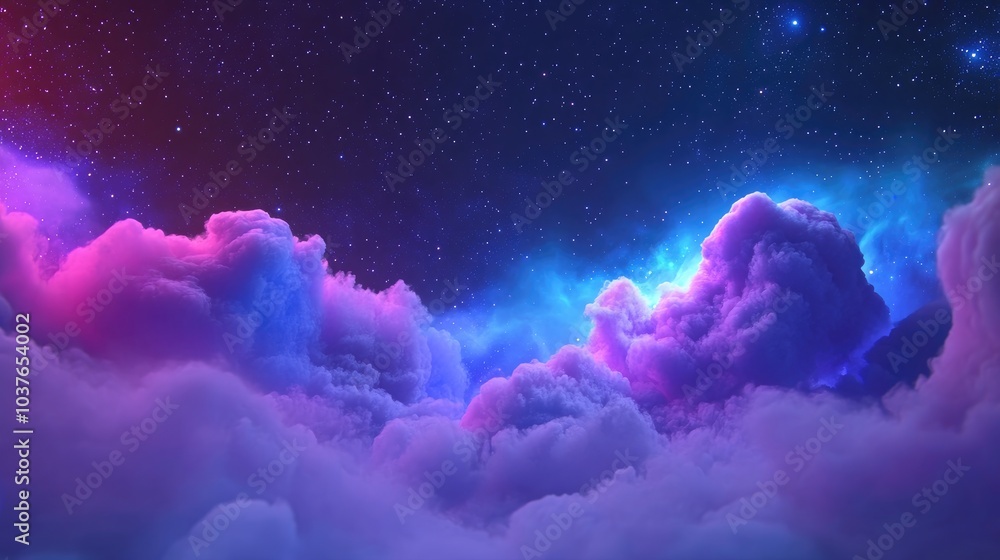 Aufkleber nebula in outer space rendered as a 3d cartoon featuring gas and dust clouds