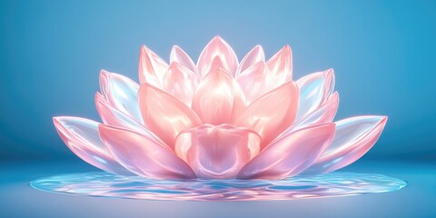 A lotus flower floating on the surface of a tranquil pool, Lotus flower on calm water surface