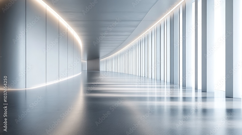 Poster 3d rendering of a modern empty corridor with a futuristic design