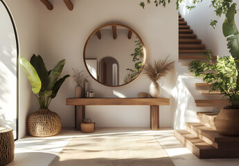 Sunlit Entryway: A Modern Bohemian Interior Design 
