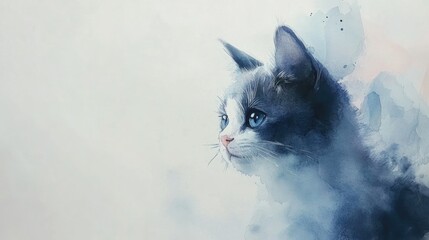 Fototapeta premium Adorable small cat featuring a watercolor design