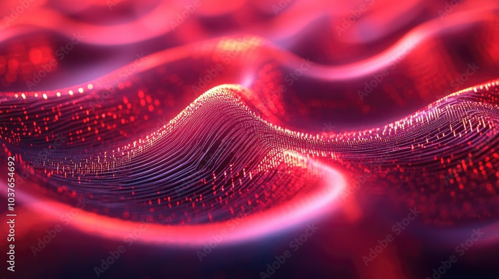 Poster glowing red fractal lines create a captivating fantasy texture this digital artwork showcases intric