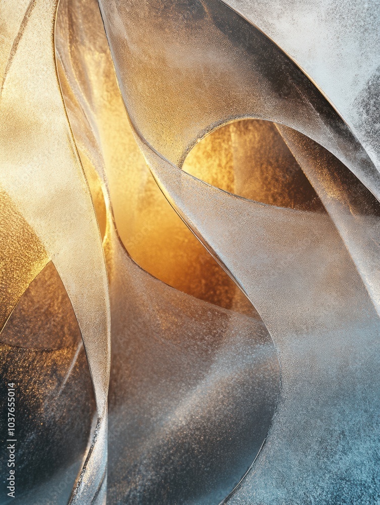 Poster delicate frosty patterns intertwine with soft warm light, creating a stunning abstract display remin