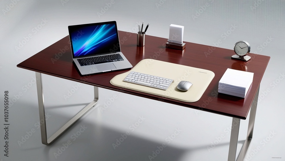 Poster modern office desk with computer setup