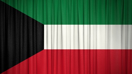  Kuwait, State of Kuwait Flag and Theater Curtain Image.