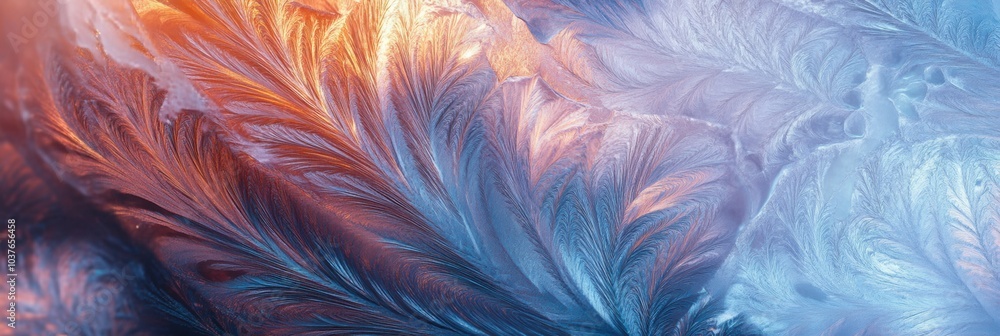 Aufkleber delicate frosty patterns emerge in vibrant colors, displaying intricate ice crystal formations creat
