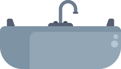 Simple vector illustration of a modern kitchen sink with a faucet, ideal for minimalist designs and home improvement themes