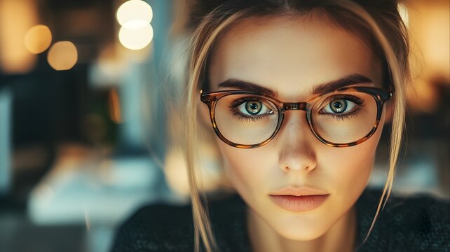 a woman at work that has big irritated eyes that have a sandpaper texture
