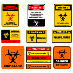 Warning, Hazardous material area authorized personnel only, sign vector
